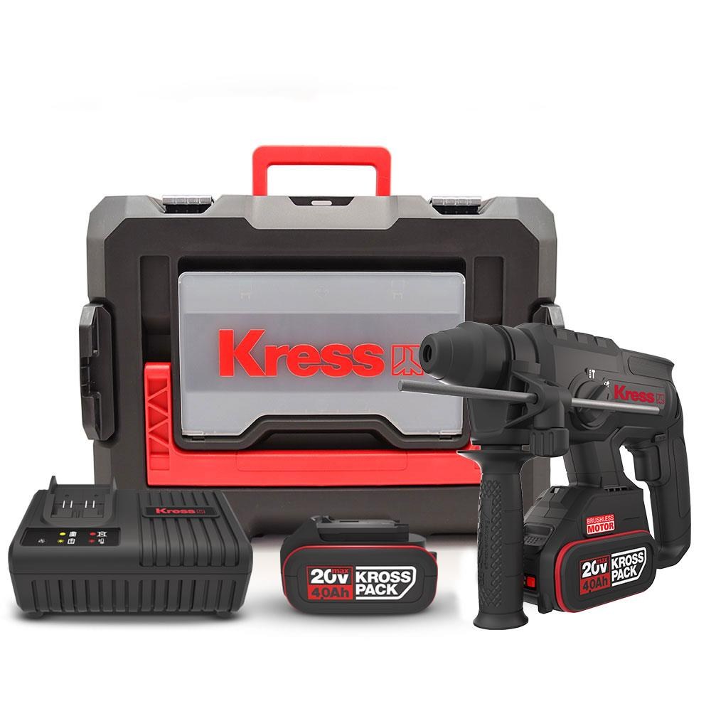 KressKress KU390.4 20Volt 4.0Ah. 2.0J Li-ion Çift Akülü Şarjlı Kömürsüz Profesyonel SDS-Plus Pnömatik Kırıcı/DeliciKU390.4