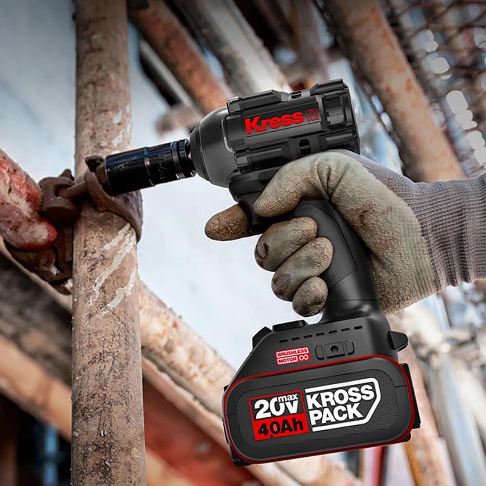 KressKress KUB30.2SET 20Volt/4.0Ah. Li-ion Çift Akülü 300Nm Kömürsüz Profesyonel Şarjlı Somun Sıkma + 4 Parça Derin Lokma SetiKUB30.2SET