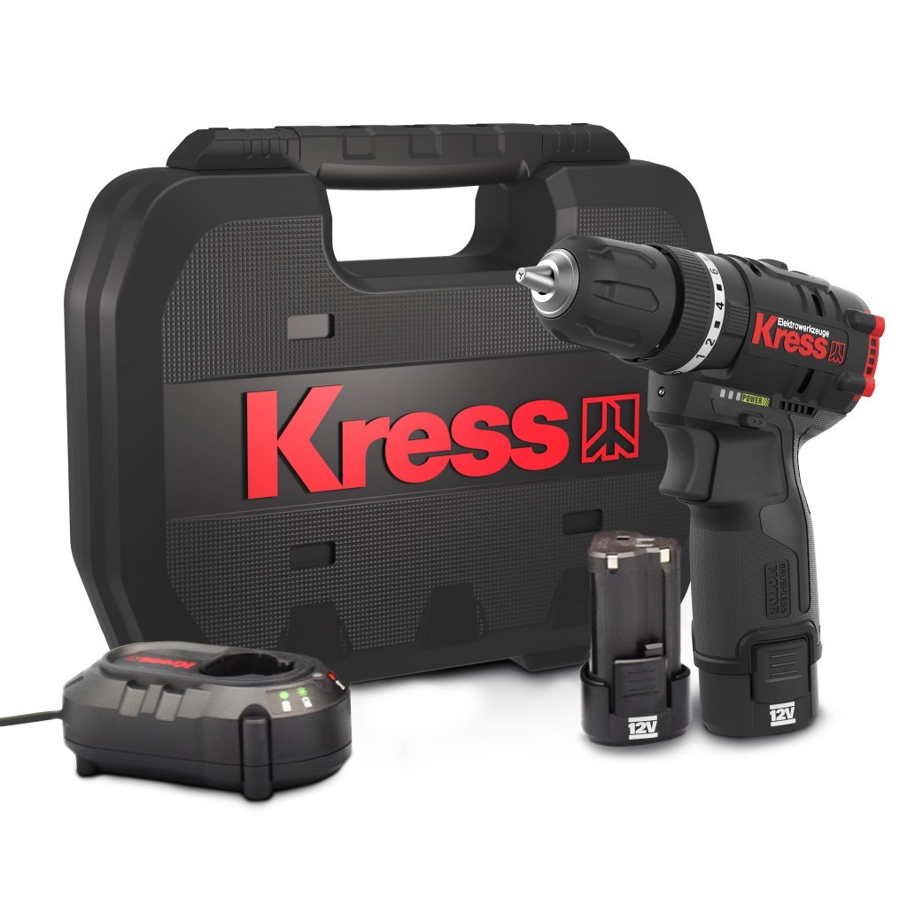 KressKress KUC12 12Volt/2.0Ah Li-ion Çift Akülü Kömürsüz Profesyonel Şarjlı Darbeli MatkapKUC12