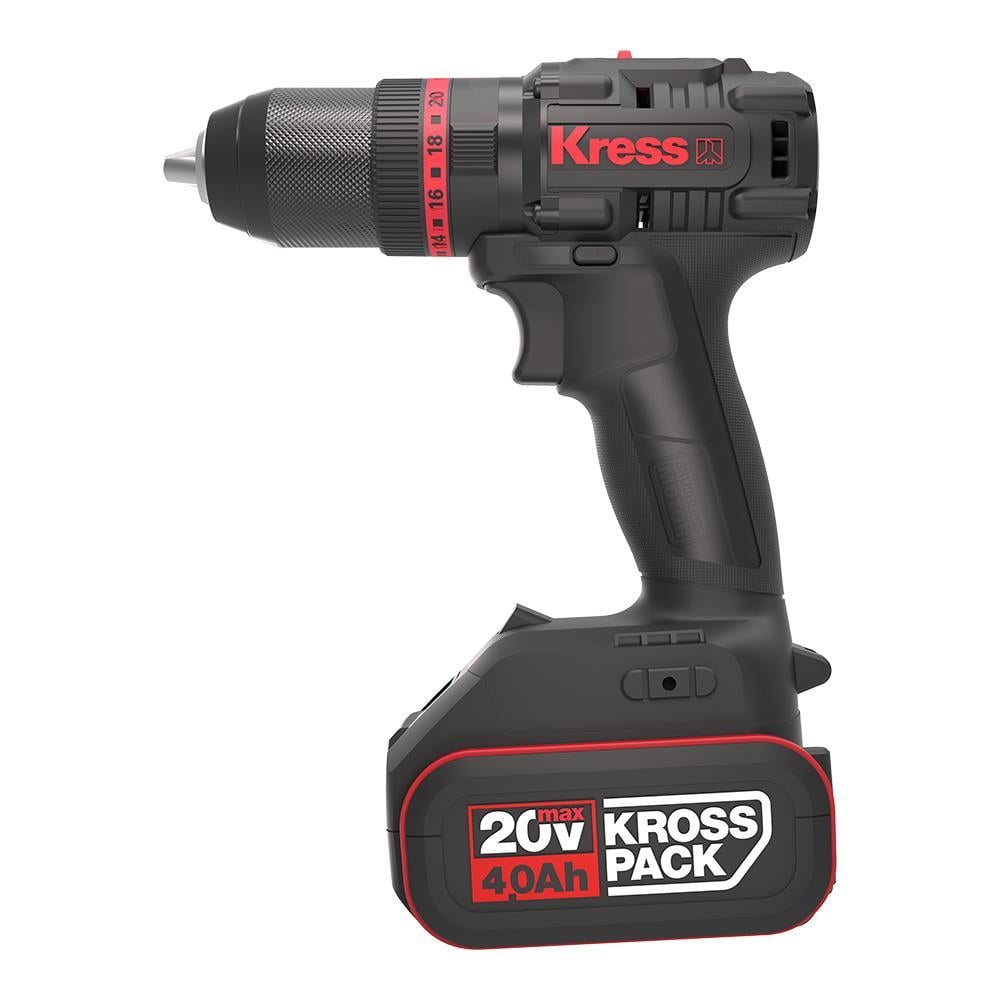 KressKress KUC30 20Volt/4.0Ah Li-ion Çift Akülü Kömürsüz Profesyonel Şarjlı Darbeli MatkapKUC30