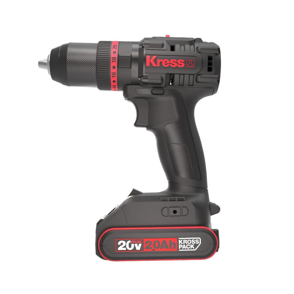 KressKress KUC30.1 20Volt/2.0Ah Li-ion 60Nm Çift Akülü Kömürsüz Profesyonel Şarjlı Darbeli MatkapKUC30.1