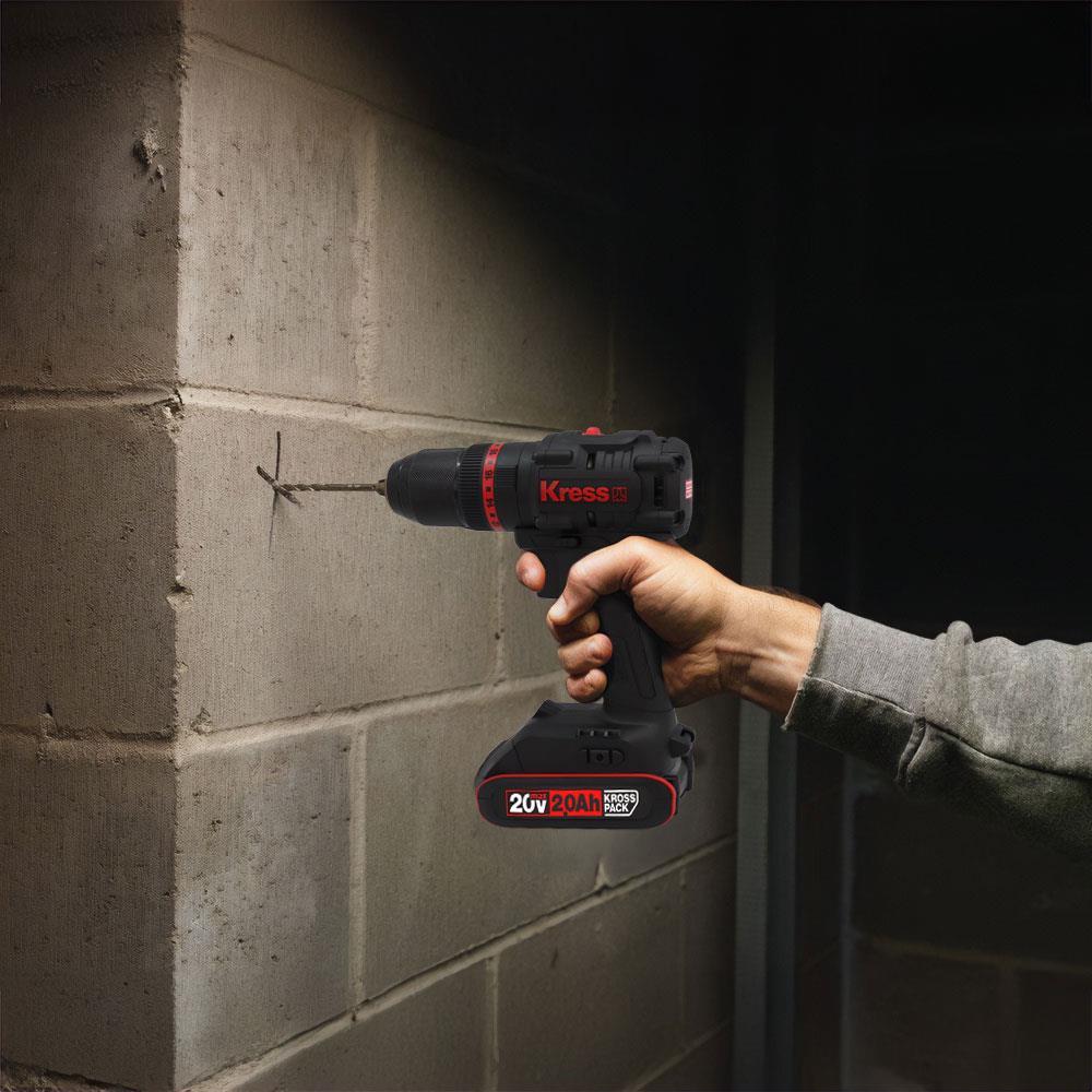 KressKress KUC30.1 20Volt/2.0Ah Li-ion 60Nm Çift Akülü Kömürsüz Profesyonel Şarjlı Darbeli MatkapKUC30.1