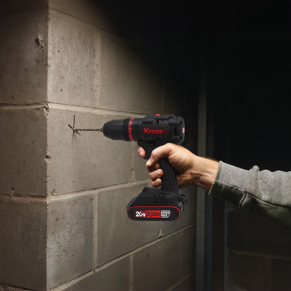 KressKress KUC30.1 20Volt/2.0Ah Li-ion 60Nm Çift Akülü Kömürsüz Profesyonel Şarjlı Darbeli MatkapKUC30.1