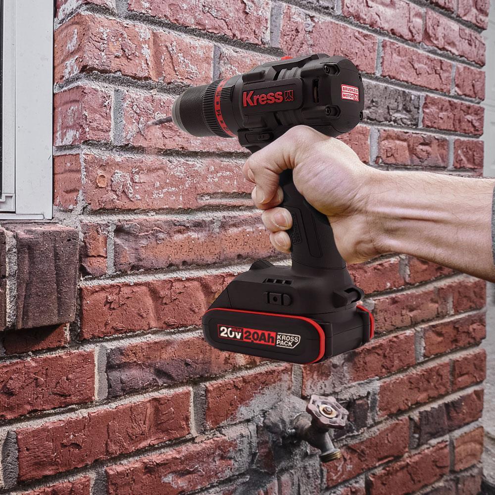 KressKress KUC30.1 20Volt/2.0Ah Li-ion 60Nm Çift Akülü Kömürsüz Profesyonel Şarjlı Darbeli MatkapKUC30.1