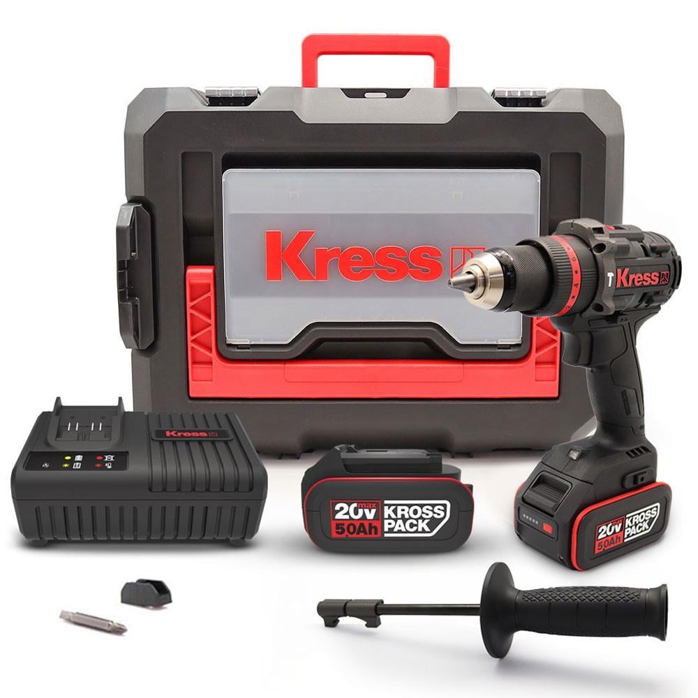 KressKress KUC33.1 20Volt/5.0Ah Li-ion 95Nm Çift Akülü Kömürsüz Profesyonel Şarjlı Darbeli MatkapKUC33.1