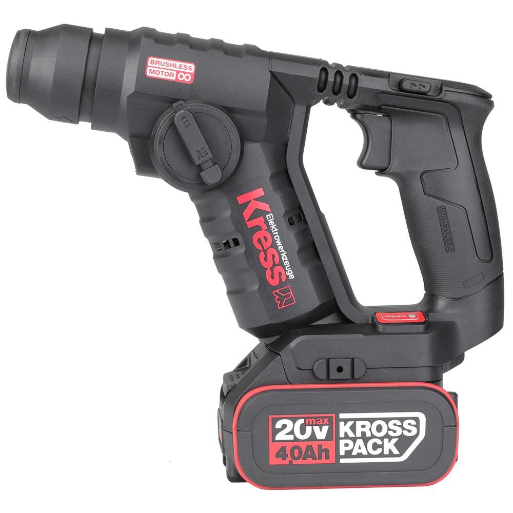 KressKress KUC50.2 20Volt/4.0Ah. Li-ion Çift Akülü Kömürsüz 1.7J Profesyonel SDS-Plus Pnömatik Matkap + 10mm MandrenKUC50.2