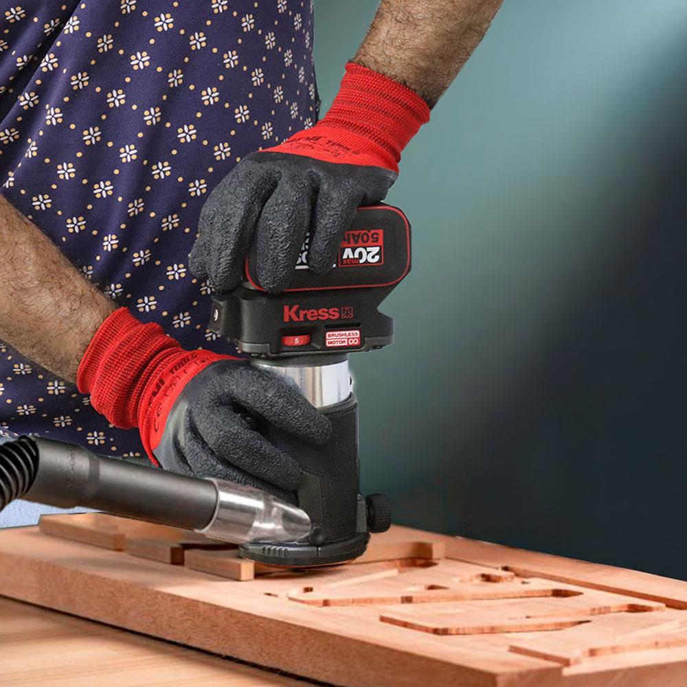 KressKress KUD26.91 20Volt Kömürsüz 6/8mm Devir Ayarlı Şarjlı Profesyonel Avuç İçi El Frezesi Formika Tıraşlama (Akü Dahil Değildir)KUD26.91