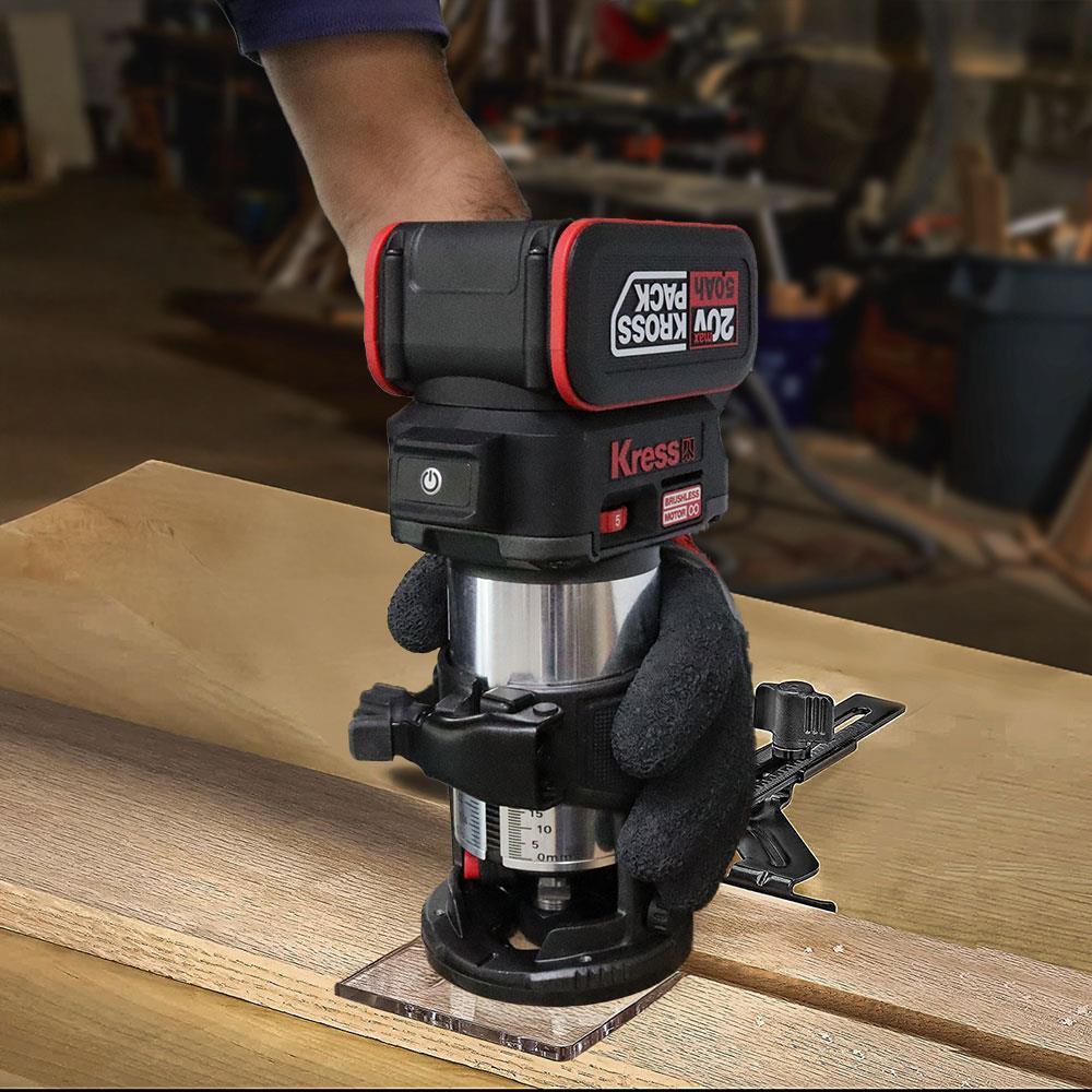 KressKress KUD26.91 20Volt Kömürsüz 6/8mm Devir Ayarlı Şarjlı Profesyonel Avuç İçi El Frezesi Formika Tıraşlama (Akü Dahil Değildir)KUD26.91