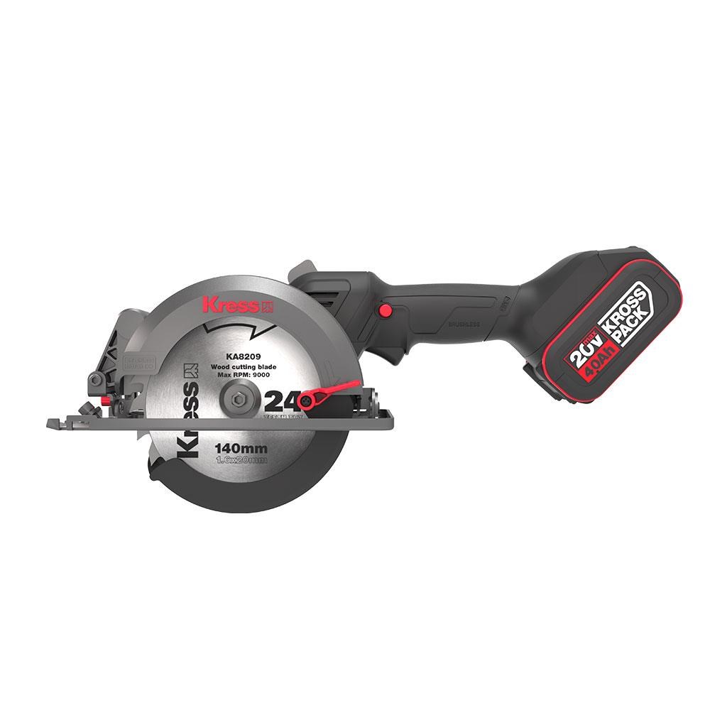 KressKress KUE11 20Volt 4.0Ah. Li-ion 140MM Çift Akülü Kömürsüz Profesyonel Çok Amaçlı Daire TestereKUE11