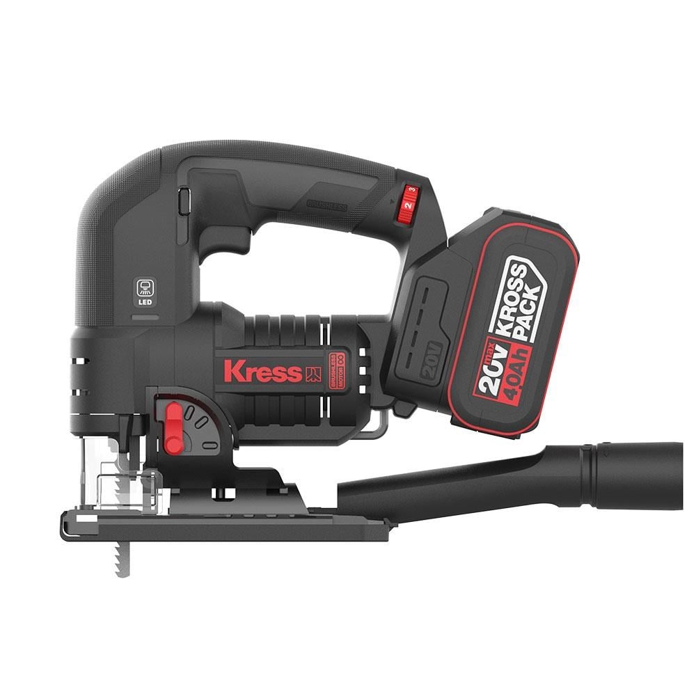 KressKress KUE26 20Volt 4.0Ah Li-ion Çift Akülü Profesyonel Kömürsüz Devir Ayarlı Şarjlı Dekupaj TestereKUE26