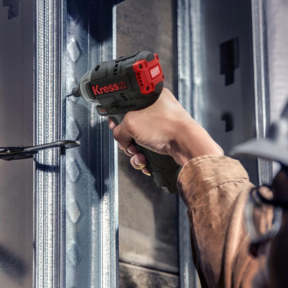 KressKress KUG02 12Volt/2.0Ah. Li-ion Çift Akülü Kömürsüz Profesyonel Darbeli Matkap+Darbeli Tornavida Kombo SetKUG02