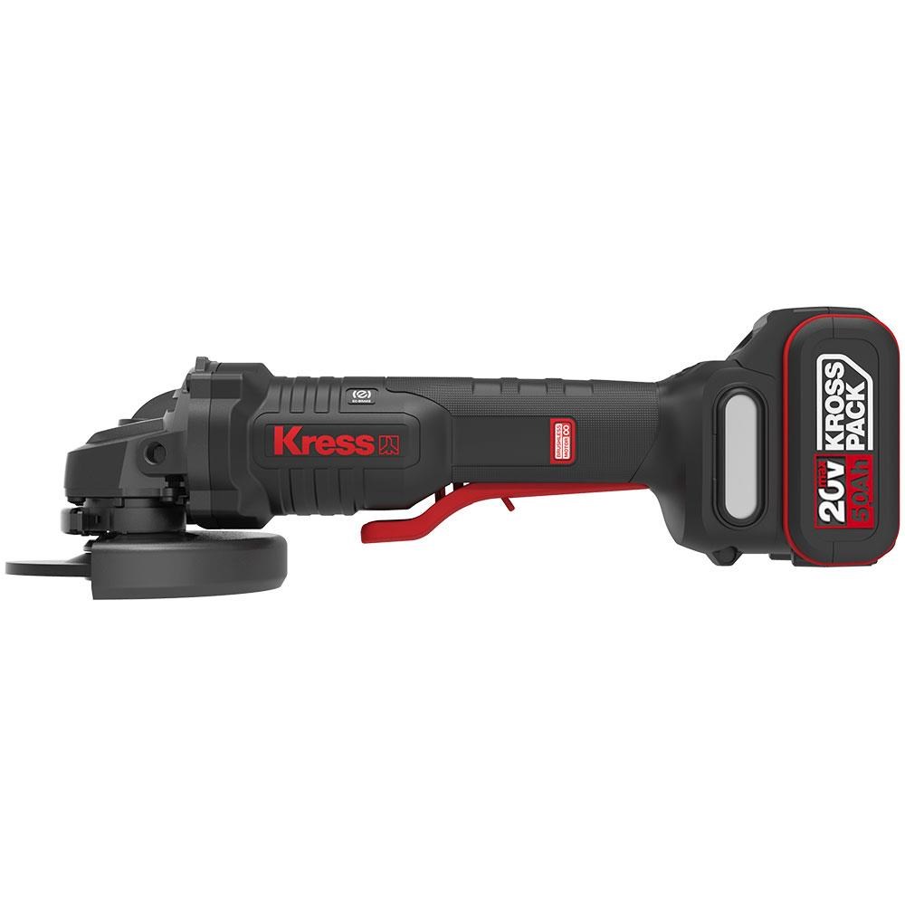 KressKress KUH04.1 20Volt 5.0Ah. Li-ion Çift Akülü 125mm Kömürsüz Profesyonel Devir Ayarlı Alttan Tetikli Avuç TaşlamaKUH04.1