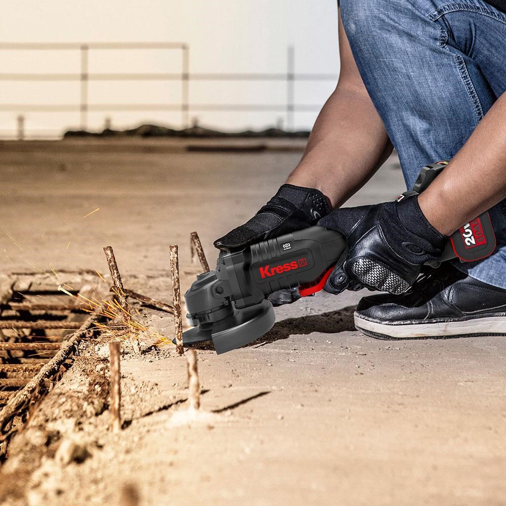 KressKress KUH04.1 20Volt 5.0Ah. Li-ion Çift Akülü 125mm Kömürsüz Profesyonel Devir Ayarlı Alttan Tetikli Avuç TaşlamaKUH04.1