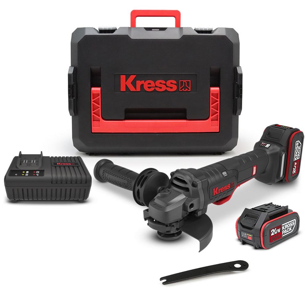 KressKress KUH04.1 20Volt 5.0Ah. Li-ion Çift Akülü 125mm Kömürsüz Profesyonel Devir Ayarlı Alttan Tetikli Avuç TaşlamaKUH04.1