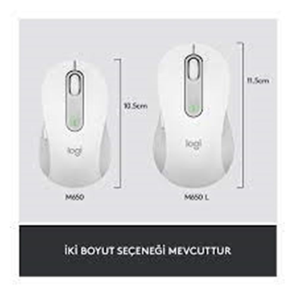 LOGITECHLogitech 910-006238 M650 L Signature Kablosuz Beyaz El Tam Boyutlu Mouse5099206097193