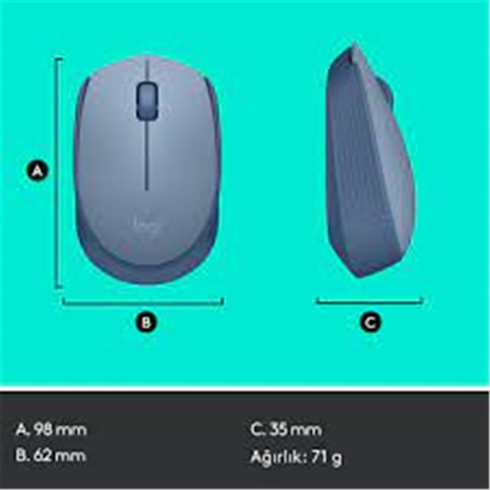 LOGITECHLogitech 910-006866 M171 Kablosuz Mavi Gri Mouse5099206108776