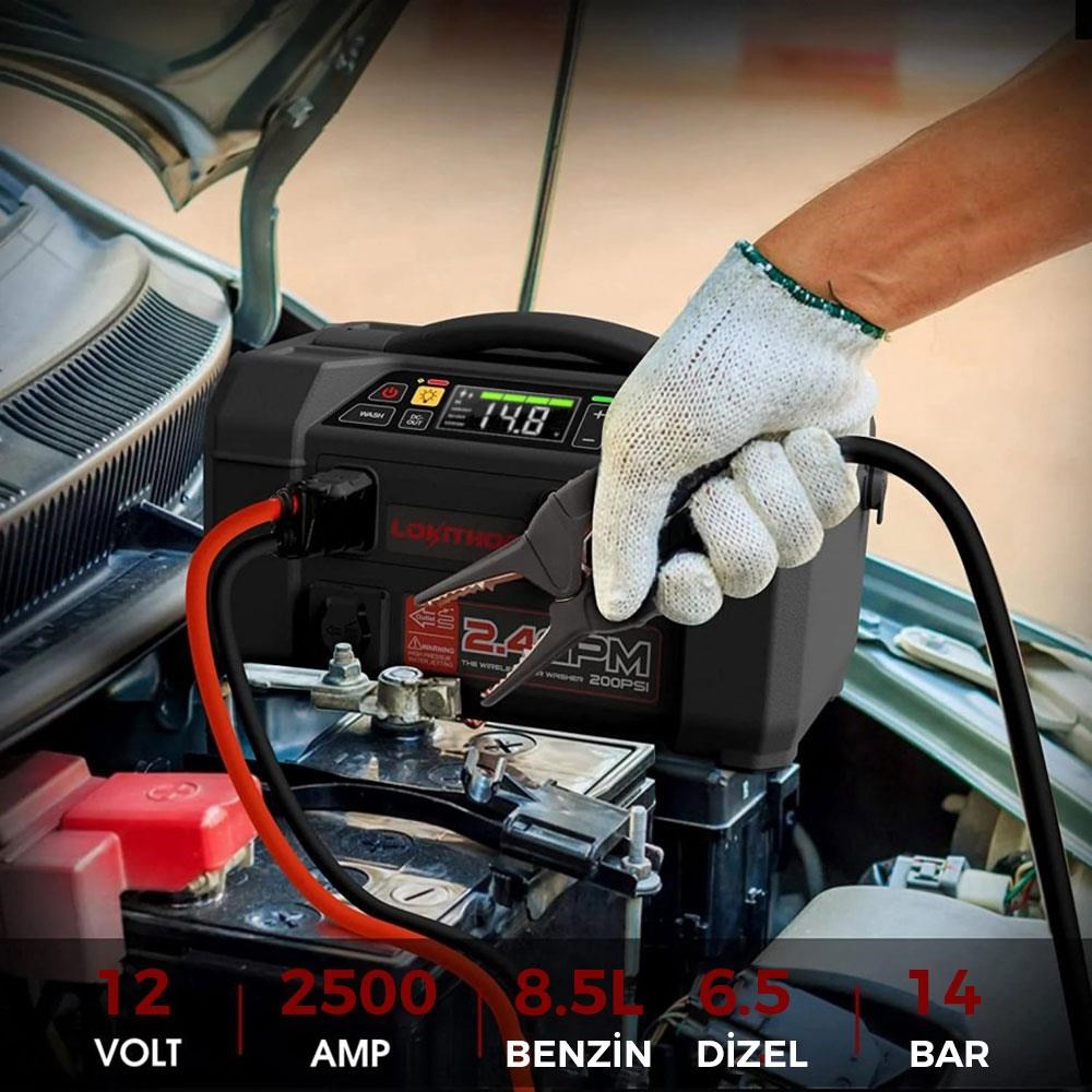 LokithorLokithor AW401 12V 2500Amp Li-Polimer Akıllı Akü Takviye + Pompa + Basınçlı Yıkama + Powerbank + Led LambaAW401