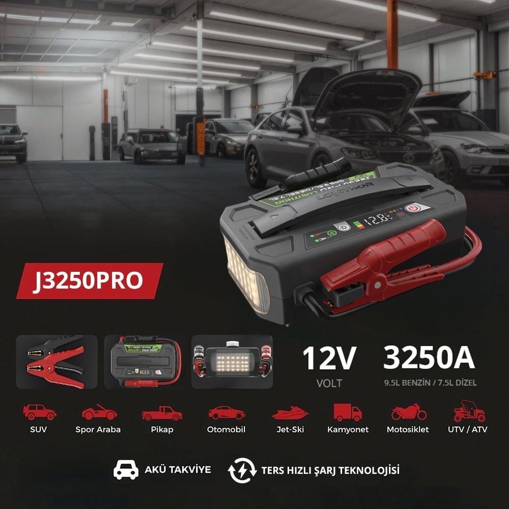 LokithorLokithor J3250PRO 12V 3250Amp LiFePO4 Akıllı Akü Takviye + Powerbank + Led LambaJ3250PRO