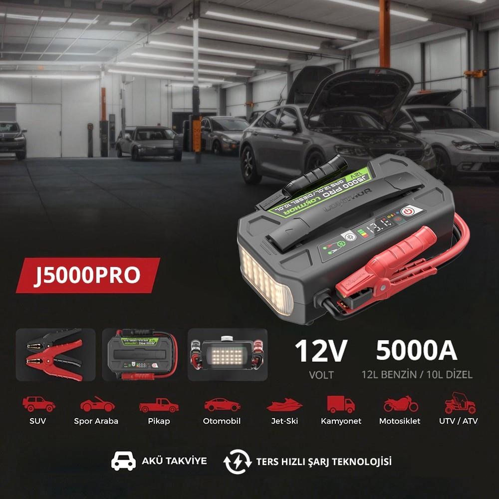 LokithorLokithor J5000PRO 12V 5000Amp LiFePO4 Akıllı Akü Takviye + Powerbank + Led LambaJ5000PRO