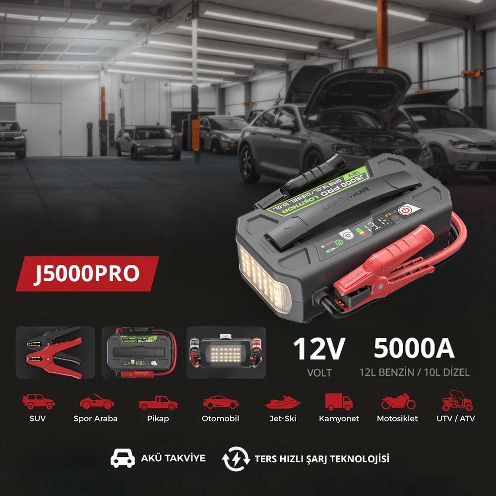 LokithorLokithor J5000PRO 12V 5000Amp LiFePO4 Akıllı Akü Takviye + Powerbank + Led LambaJ5000PRO