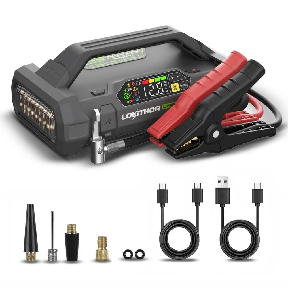 LokithorLokithor JA3000PRO 12V 3000Amp LiFePO4 Akıllı Akü Takviye + Pompa + Powerbank + Led LambaJA3000PRO