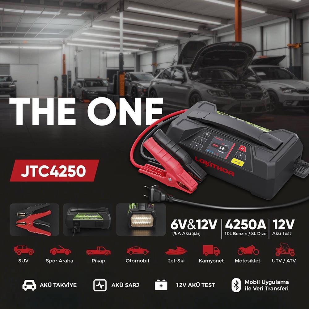 LokithorLokithor JTC4250 12V/220V 4250Amp LiFePO4 Akıllı Akü Test + Akü Takviye + Akü Şarj CihazıJTC4250