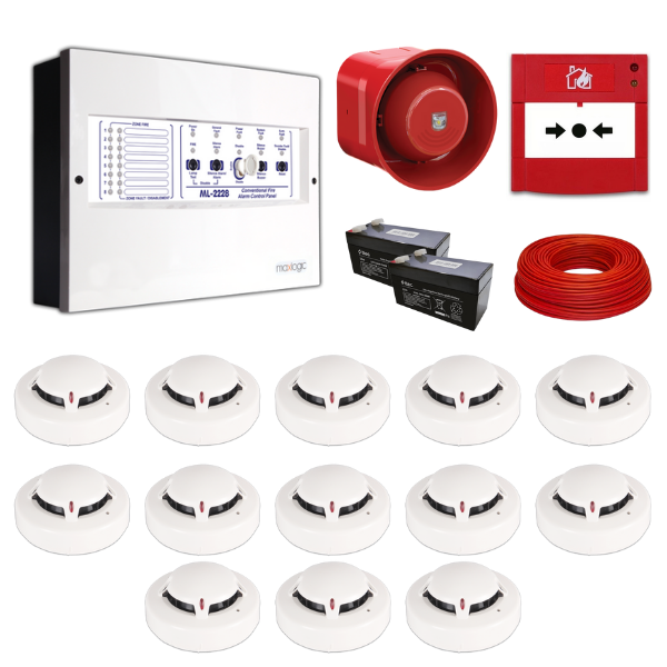 MavigardMavigard Maxlogic 13’lü Konvansiyonel Yangın Alarm Seti 100 Metre Kablo DahilML-222213KABLOLU