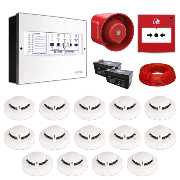 MavigardMavigard Maxlogic 14’lü Konvansiyonel Yangın Alarm Seti 100 Metre Kablo DahilML-222214KABLOLU