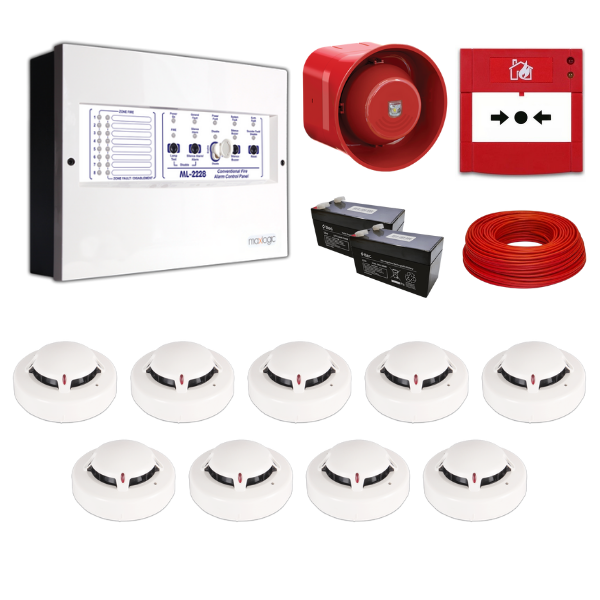 MavigardMavigard Maxlogic 9’lu Konvansiyonel Yangın Alarm Seti 100 Metre Kablo DahilML-22229KABLOLU