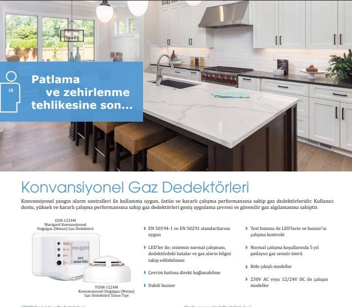 MavigardMavili Gdr-220M Konvansiyonel Metan (Doğalgaz),Dedektörü 230v Ac, Röle ÇıkışlıGDR-220M-hb1