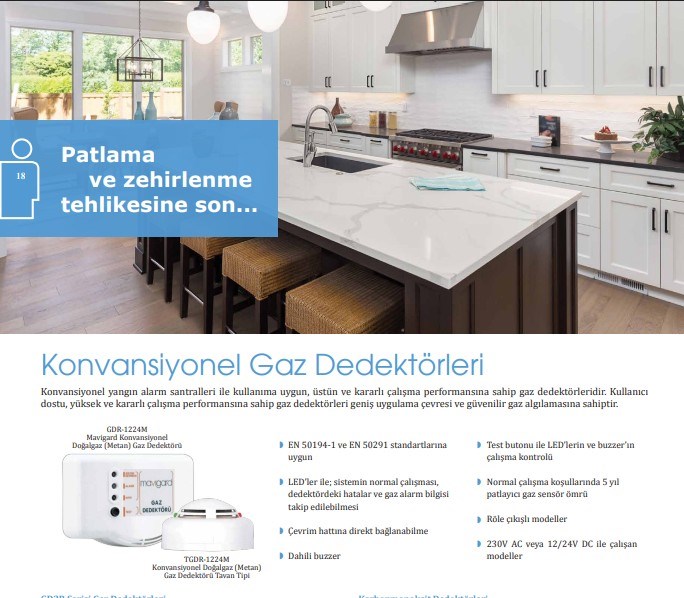 MavigardMavili GDR-220M Konvansiyonel Metan (Doğalgaz) Dedektörü, 230V Ac, Röle ÇıkışlıGDR-220M-hb2