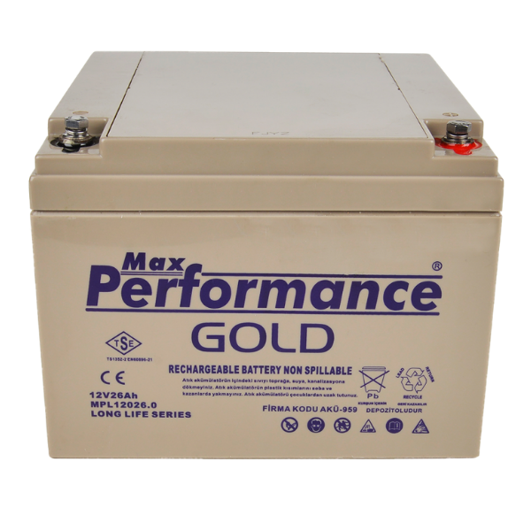 Max Performance GoldMax Performance Gold 12V 26Ah Bakımsız Kuru AküGold12-26