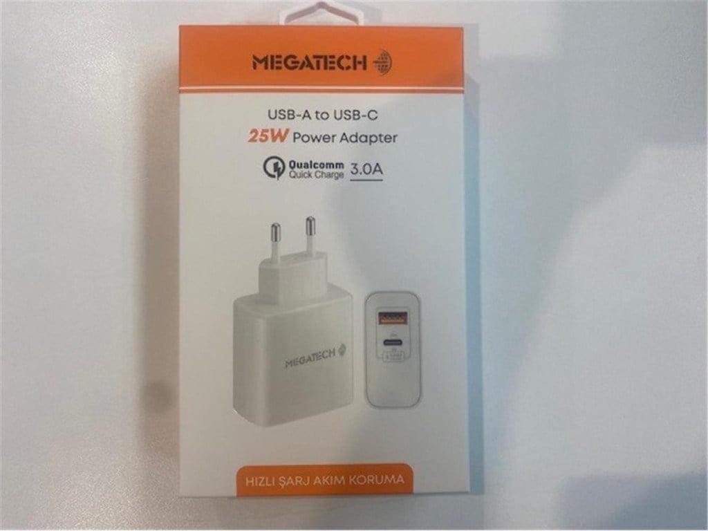 MEGATECHMegatech 25W2  Usb-A To Usb-C 3.0A 25W Ev Şarj Kafa Hızlı Şarj Akım Koruma9100910109693