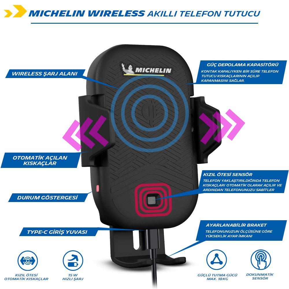 MichelinMichelin MC33368 Wireless Telefon Şarj Cihazı ve Dokunmatik Akıllı Telefon TutucuMC33368