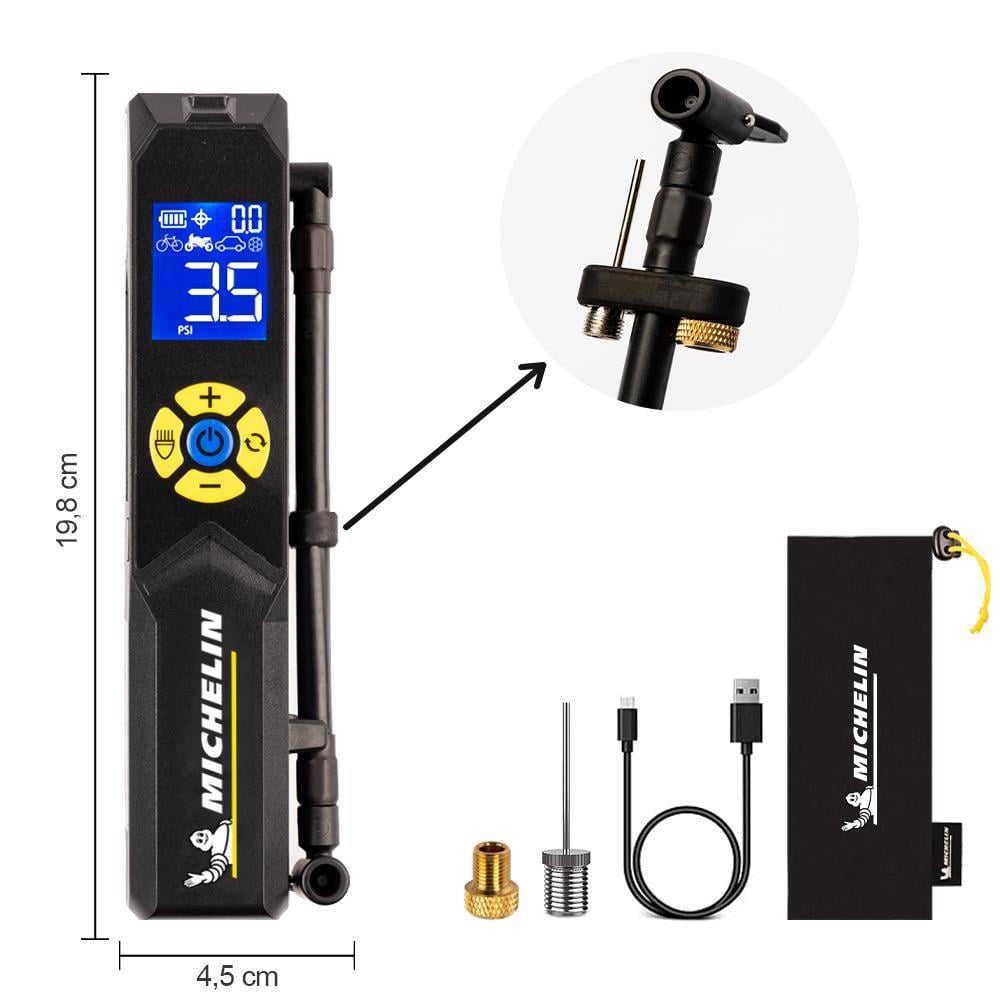 MichelinMichelin MC33382 Şarjlı Li-ion 150PSI Taşınabilir Dijital Basınç Göstergeli Led Aydınlatmalı Lastik Şişirme PompasıMC33382