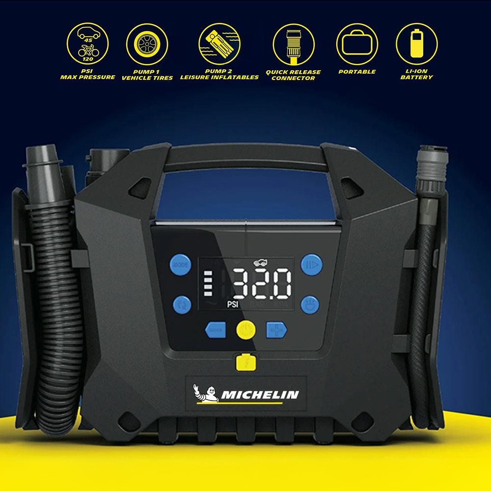 MichelinMichelin MC34259 11.1Volt/2.5Ah.120PSI Ayarlanabilir Dijital Basınç Göstergeli Şarjlı Lastik&Yatak Şişirme PompasıMC34259