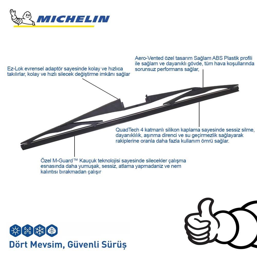 MichelinMichelin Rainforce™ MCR300 30CM 1 Adet Universal Telli Hibrit Arka SilecekMCR300