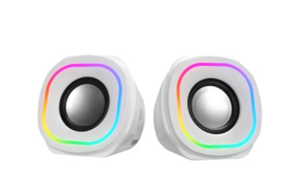 MİKADOMikado MD-180 2.0 3W-2 Beyaz RGB Aydınlatmalı USB + 3.5mm USB 5V Speaker Hoparlör8680096133008