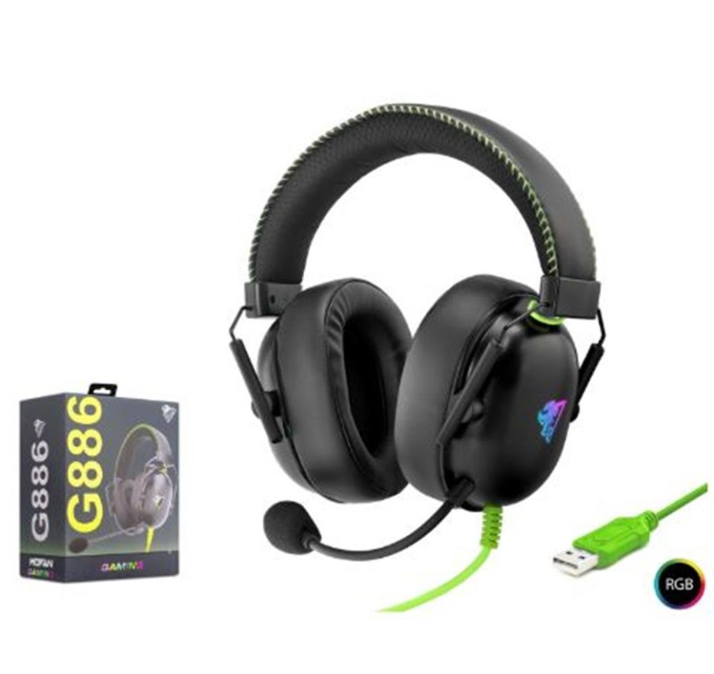 NODARMOFAN G886 USB RGB 7.1 Surround Over-Ear Mikrofonlu Gaming Kulaklık Siyah8680469046386