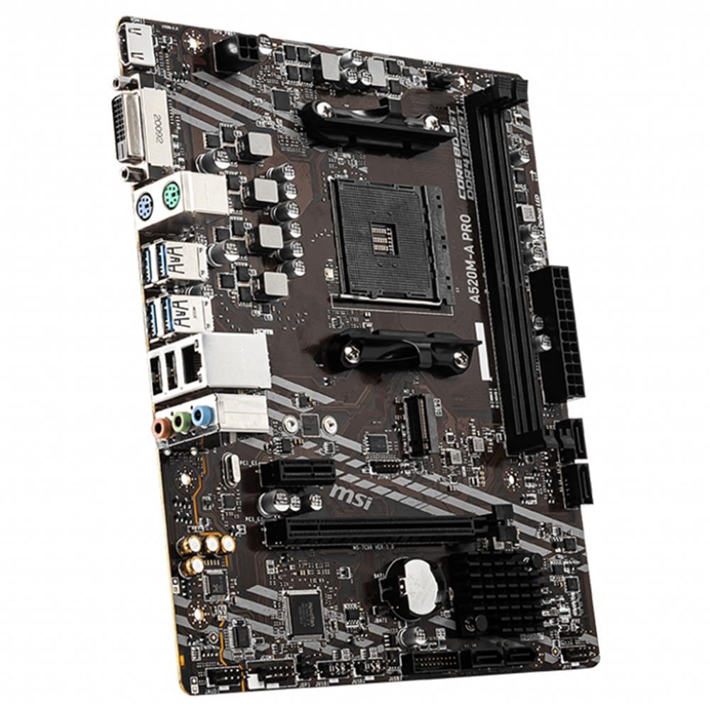 MSIMsi A520M-A PRO AMD A520 Soket AM4 DDR4 4600(OC)MHz mATX Gaming Anakart4719072749927