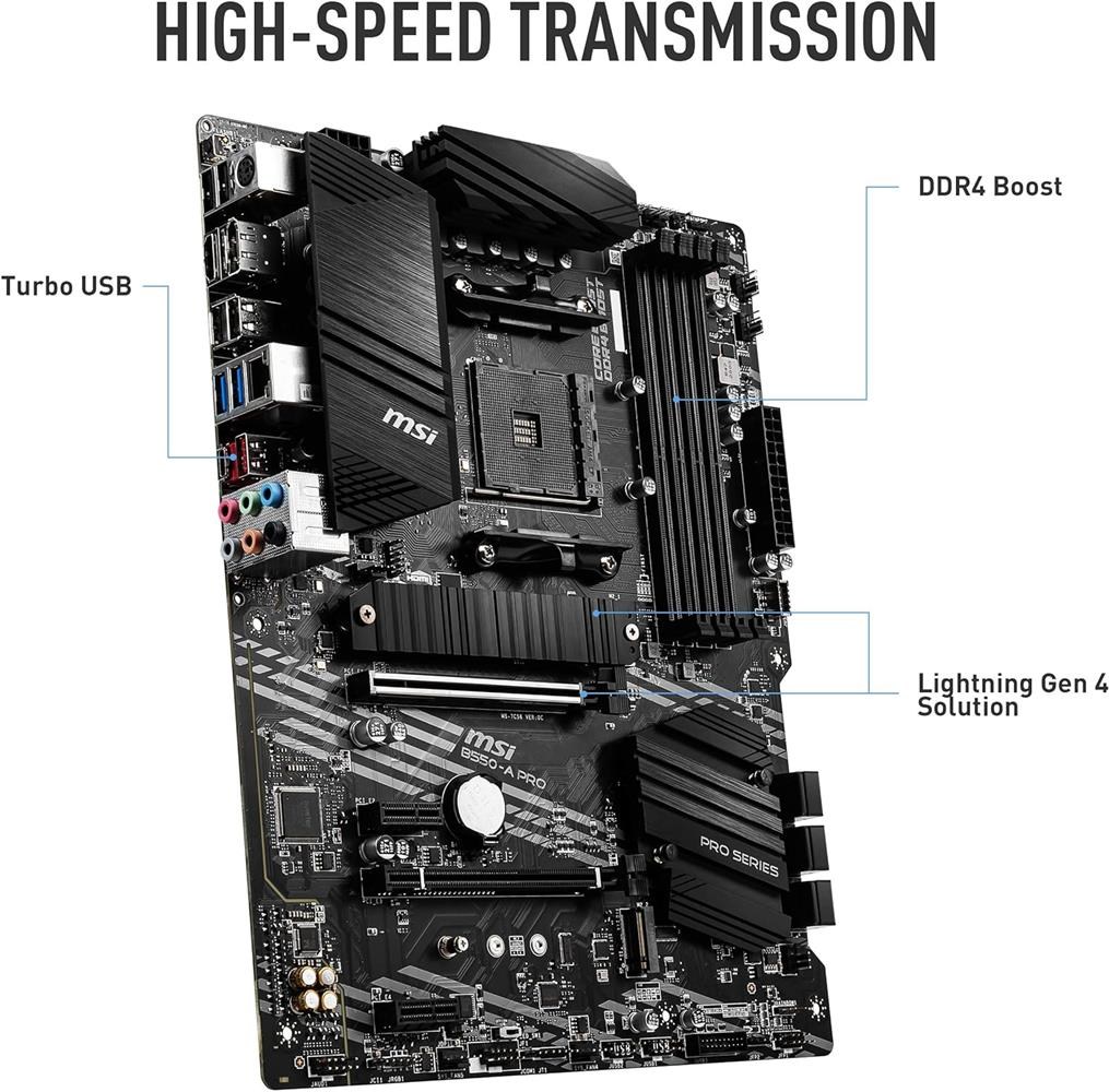 MSIMsı B550-A Pro AM4 DDR4 Bellek 4400(OC) HDMI DP M.2 USB3.2 ATX Anakart4719072733667