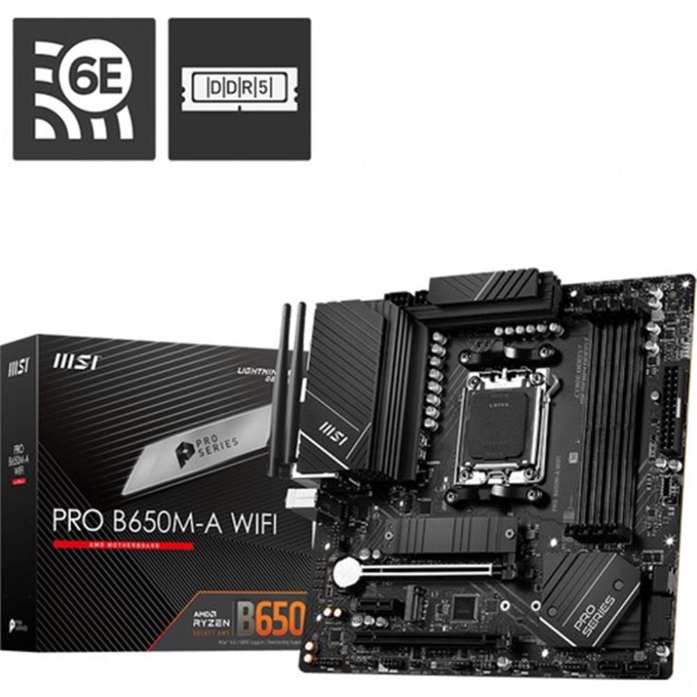 MSIMsı Mb Pro B650M-A Wifi Am5 Ddr5 6400Mhz(Oc) Hdmı Dp M.2 Usb3.2 2.5G Lan Wifi 6E Matx Anakart4711377010160