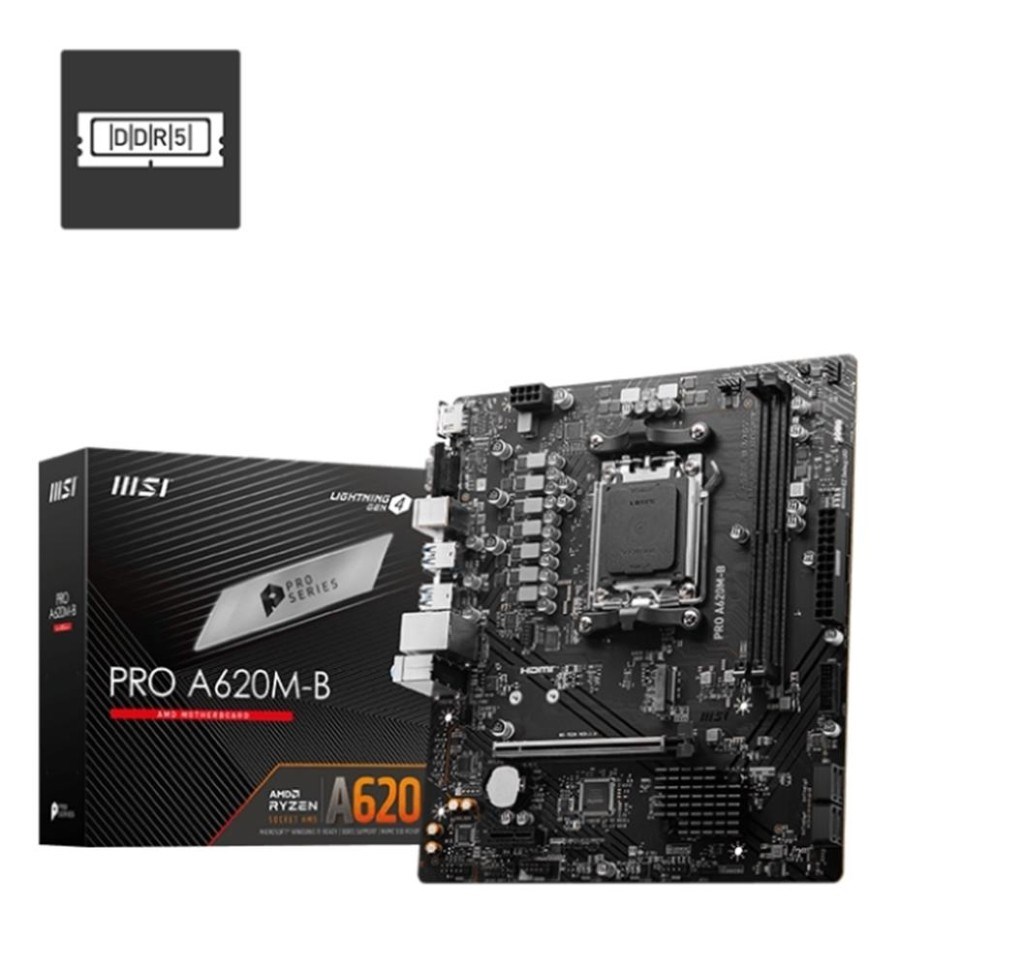 MSIMsı Pro A620M-B AMD A620 AM5 Soket DDR5 6800(OC)MHz mATX Anakart4711377276597