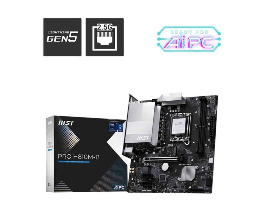 MSIMsı Pro H810M-B Intel H810 Soket 1851 DDR5 6400+(OC)MHz mATX Gaming (Oyuncu) Anakart4711377337977