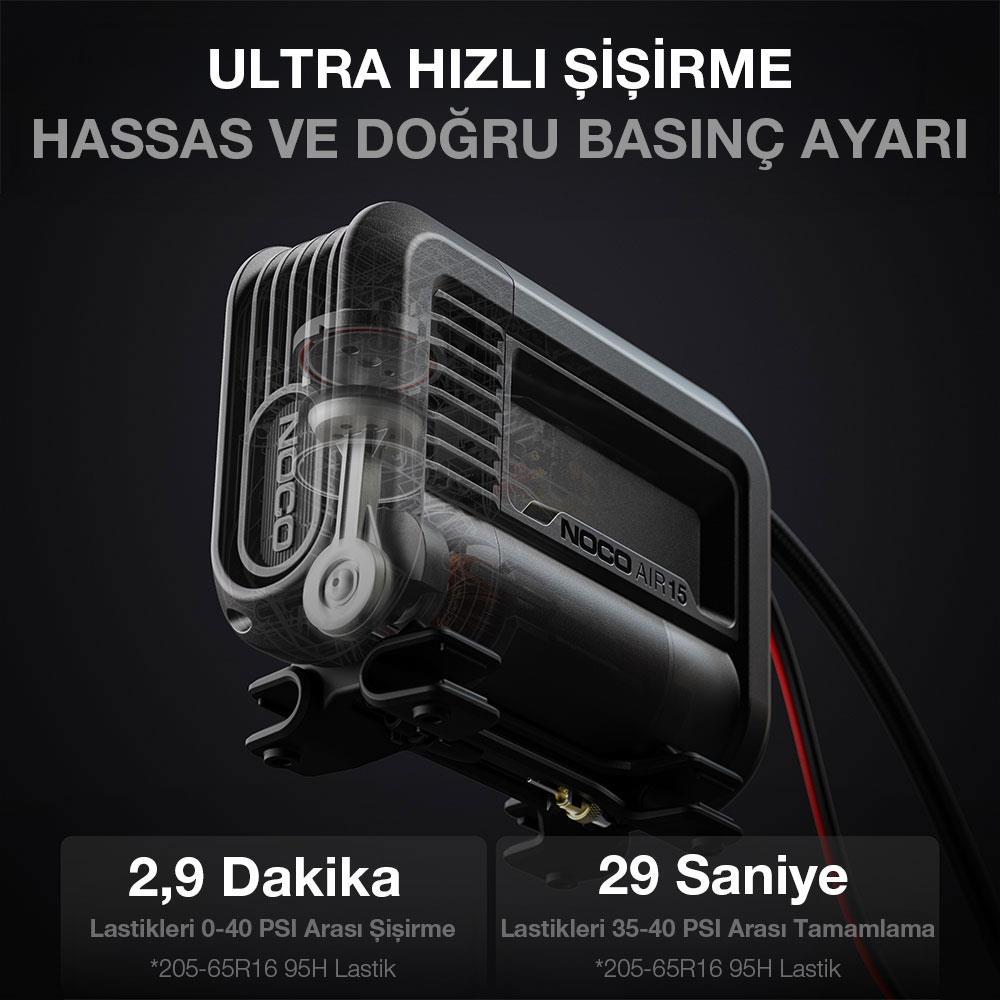 NOCONOCO AIR15 12Volt 80 PSI Ayarlanabilir Dijital Basınç Göstergeli Profesyonel Lastik Şişirme PompasıAIR15