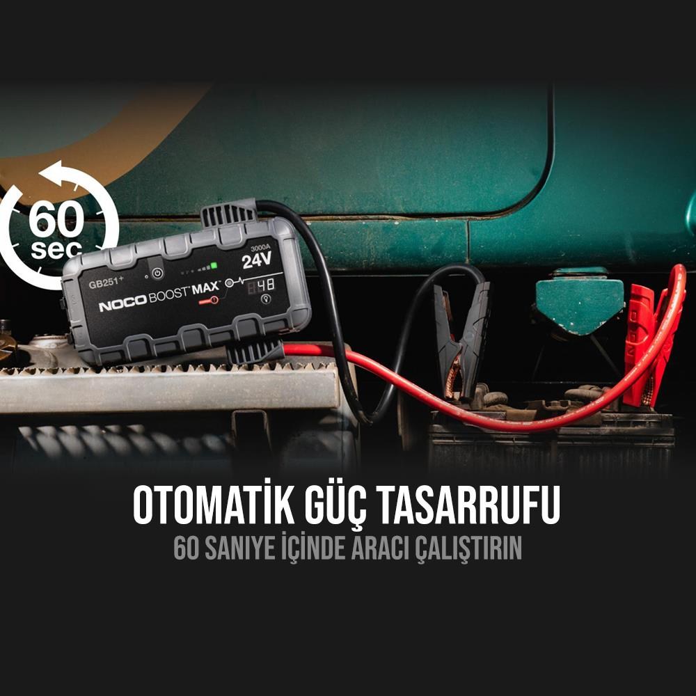 NOCONOCO Genius GB251 24V 3000Amp Ultrasafe Lityum Akü Takviye + Powerbank + Led LambaGB251