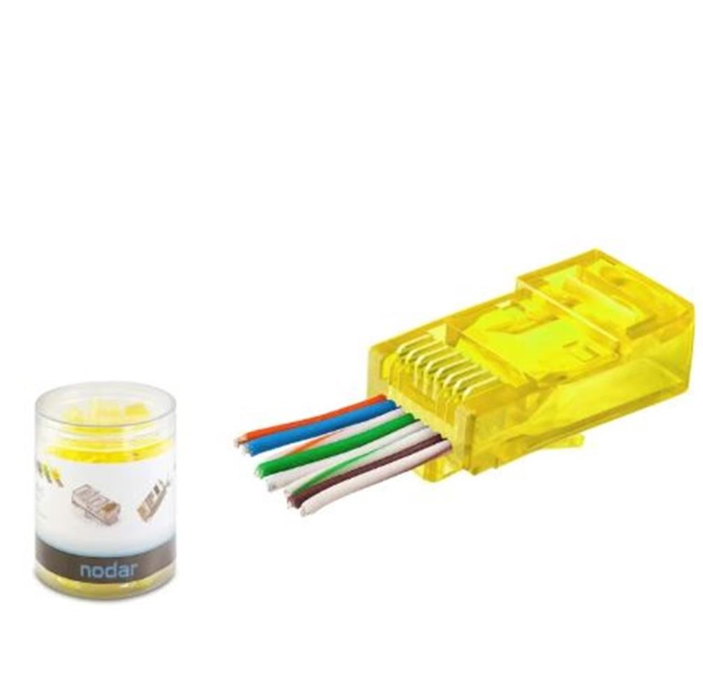 HADRONNODAR ND2400 CAT6 EZ RJ45 Konnektör 100 Adet Plastik Kutu - Sarı8684886024002