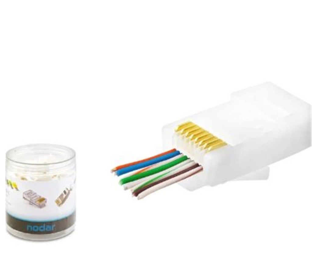 HADRONNODAR ND2406 CAT6 EZ RJ45 Konnektör 100 Adet Plastik Kutu - Beyaz8684886024064