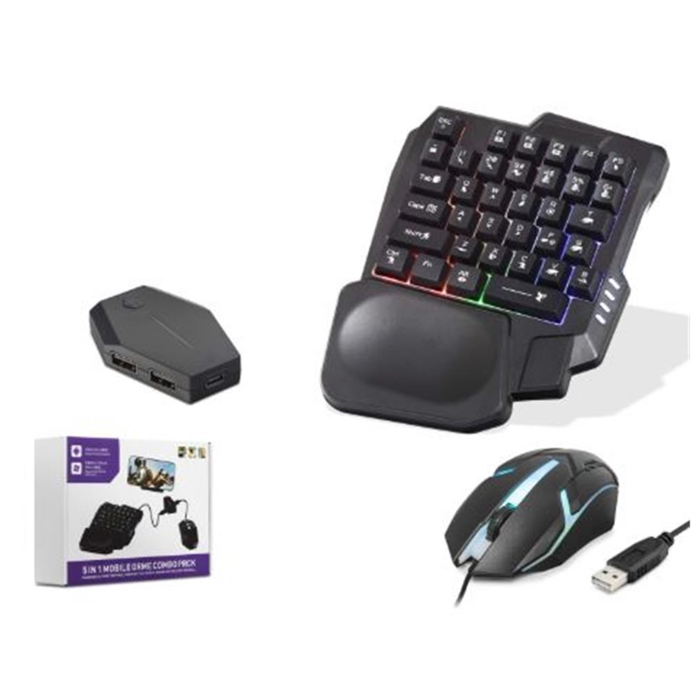NODARNODAR ND762 Mobil Oyun Klavye Mouse Dönüştürücü Seti RGB Siyah8684886037620