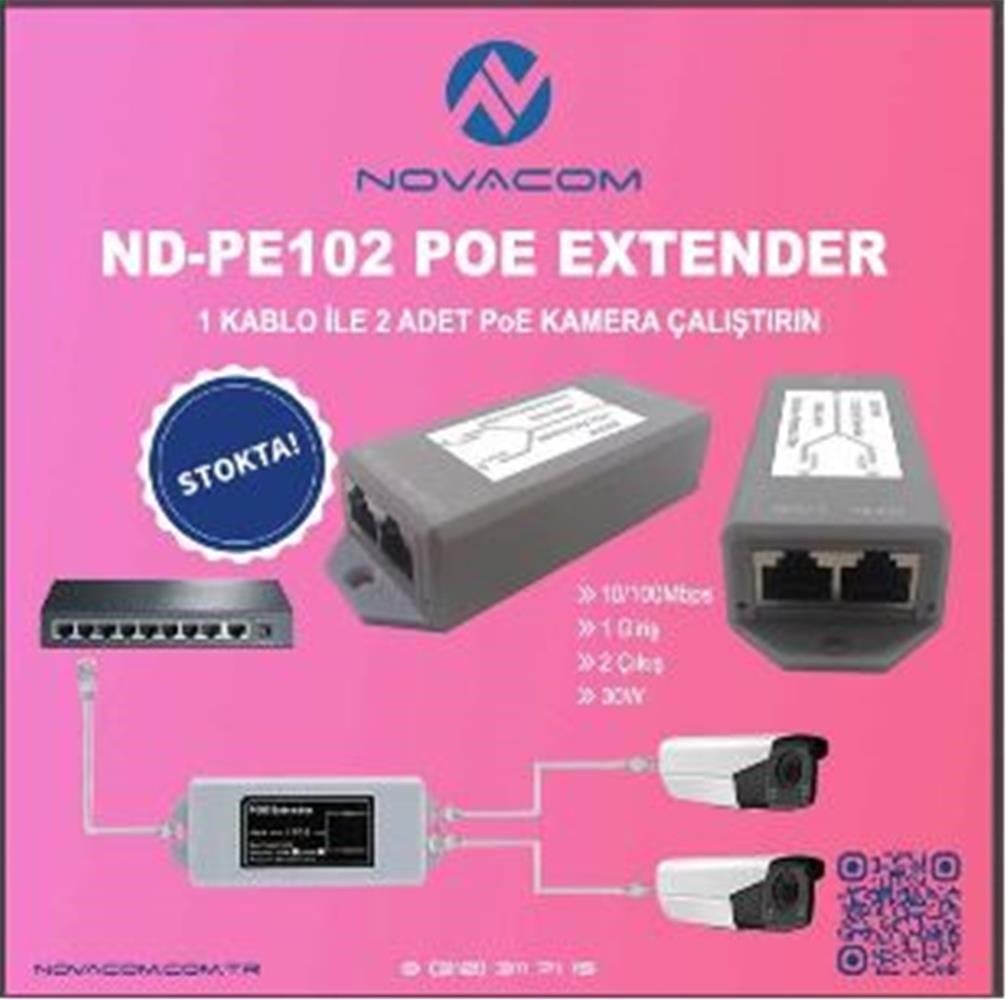 NOVANova ND-PE102 Poe Extender 10-100 Mbps 1 İnput 2 Output 30W8681338009730